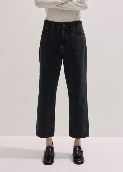 ME+EM Black Straight Cropped Relaxed Jean