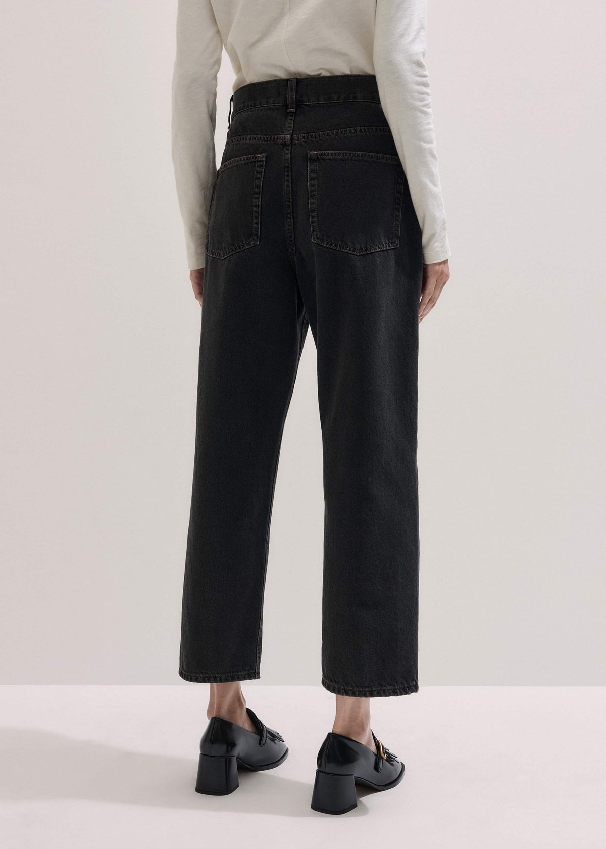 ME+EM Black Straight Cropped Relaxed Jean