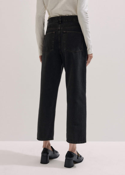 ME+EM Black Straight Cropped Relaxed Jean