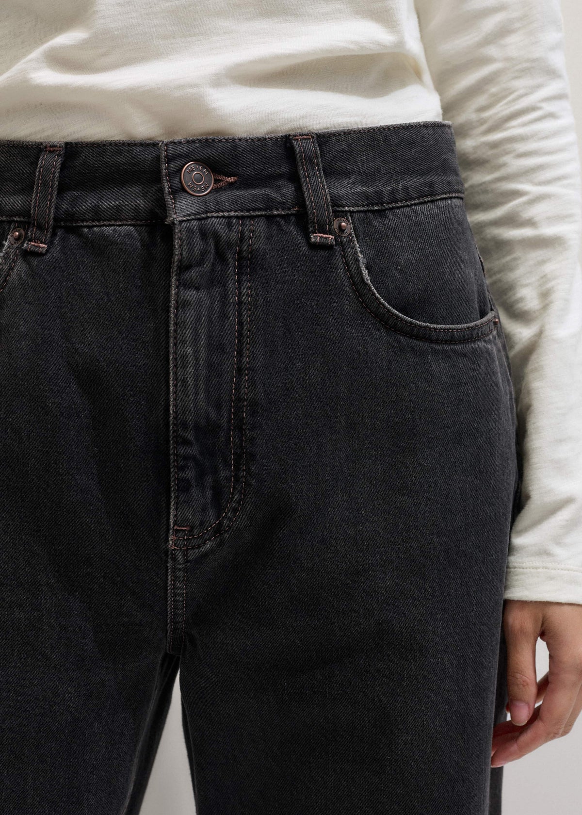 ME+EM Black Straight Cropped Relaxed Jean