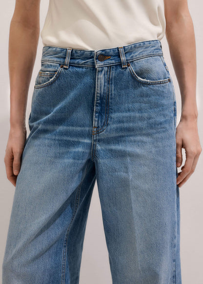 ME+EM Mid Blue Straight Ankle Grazer Jean