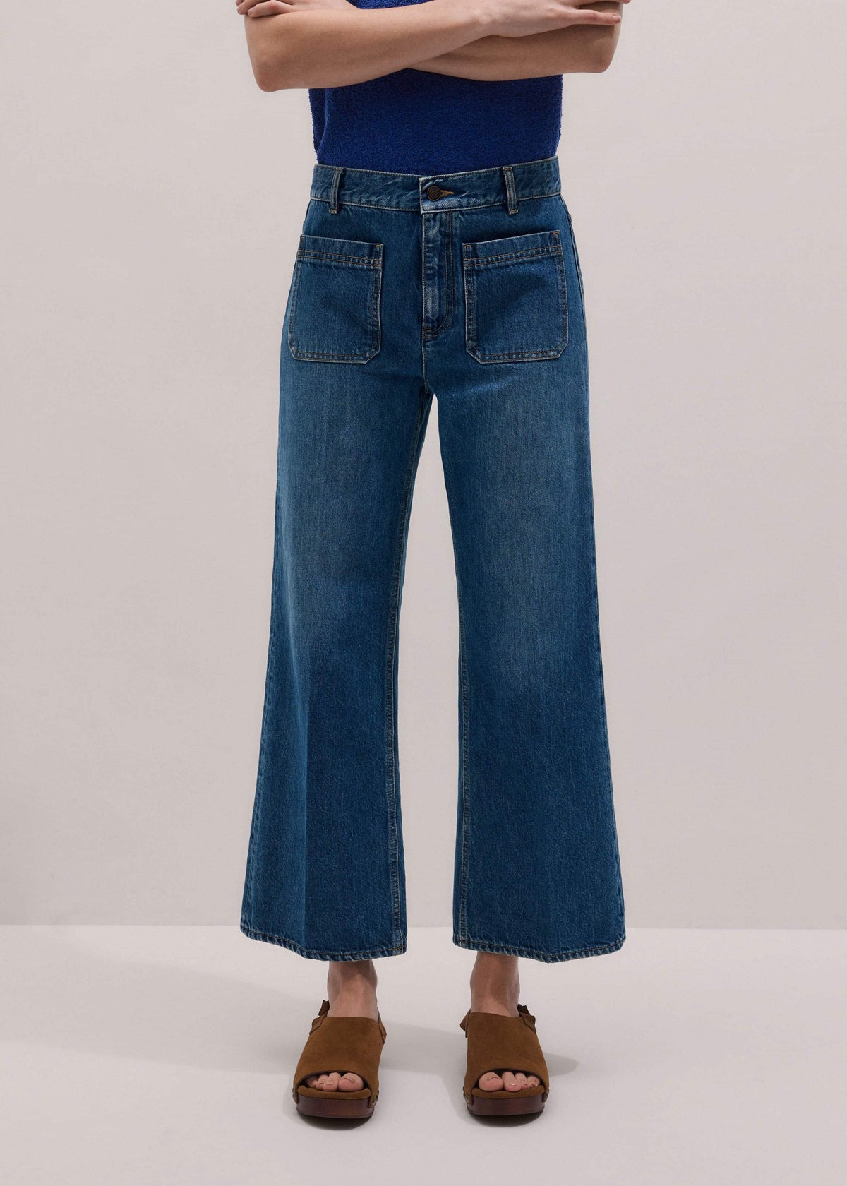 ME+EM Blue Leg Elongator Crop Jean