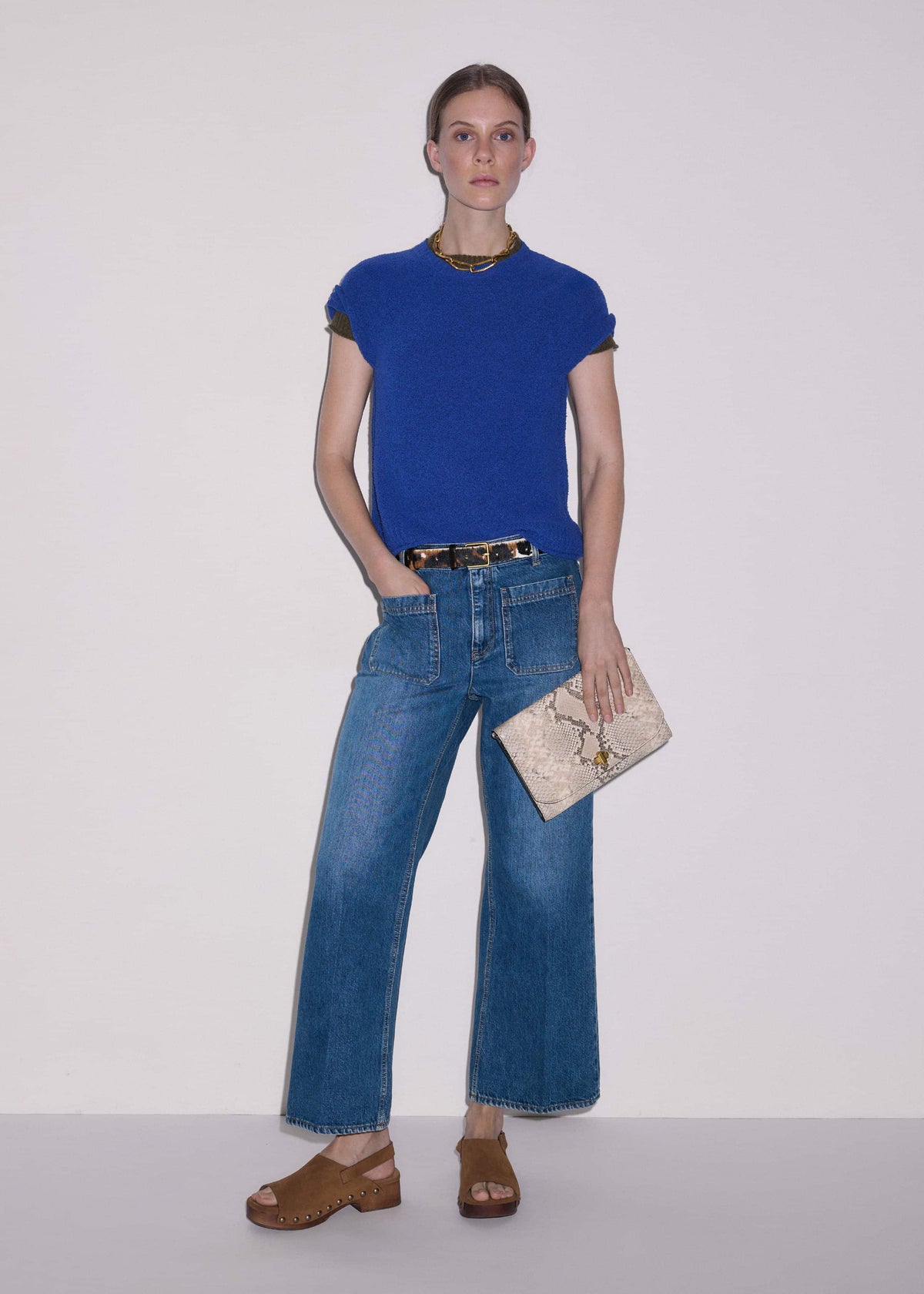 ME+EM Blue Leg Elongator Crop Jean