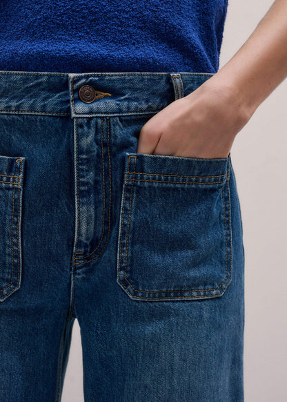 ME+EM Blue Leg Elongator Crop Jean