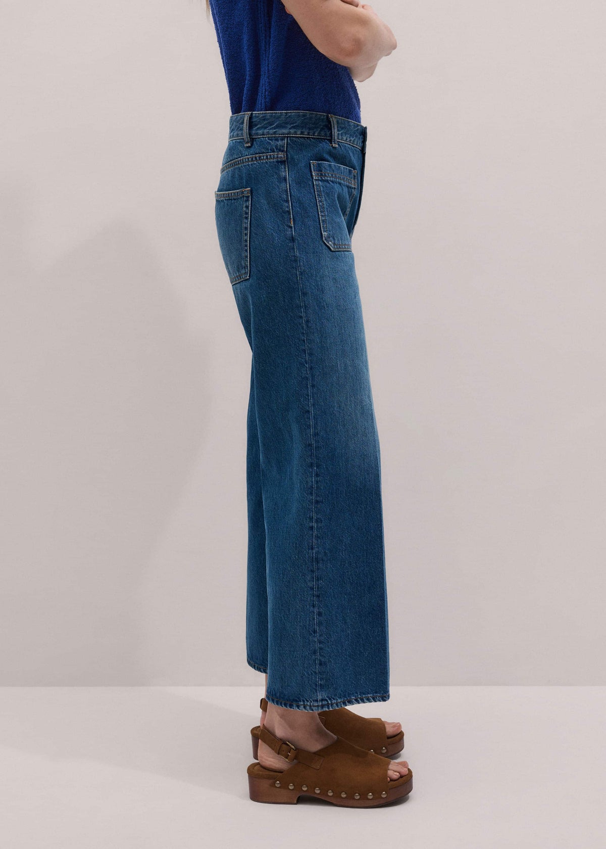 ME+EM Blue Leg Elongator Crop Jean