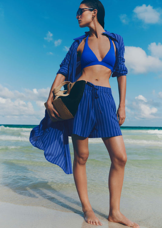ME+EM Blue Striped Beach Short