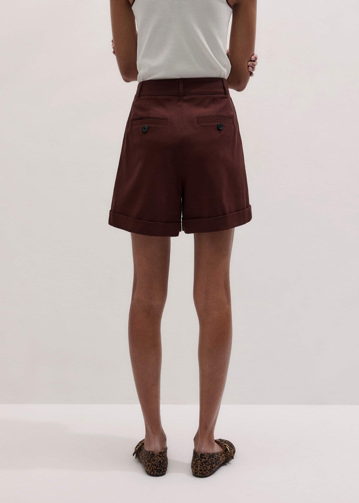 ME+EM Cinnamon Brown Tailored Summer Short