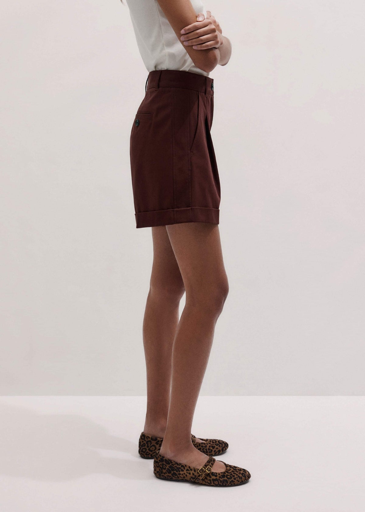 ME+EM Cinnamon Brown Tailored Summer Short