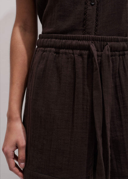 ME+EM Brown Cheesecloth Summer Short