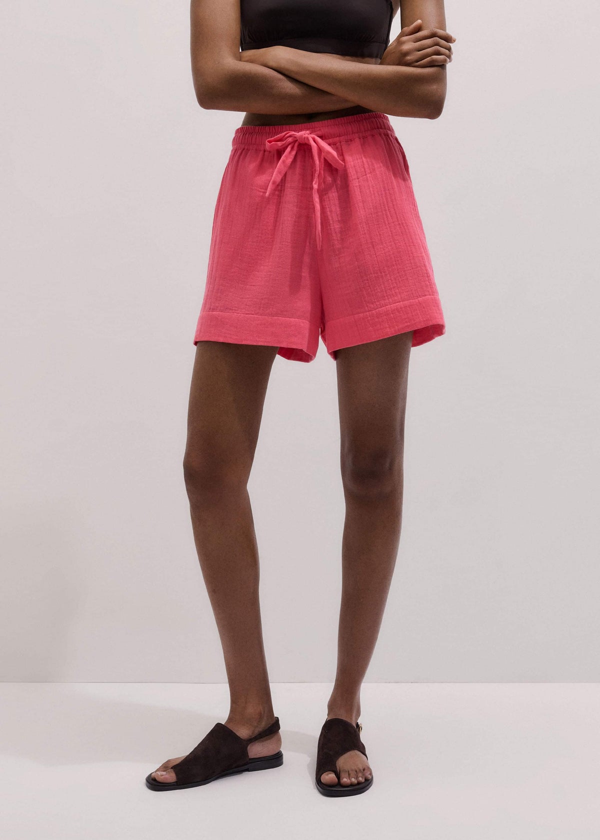ME+EM Pink Cheesecloth Summer Short