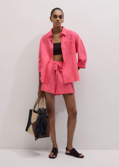 ME+EM Pink Cheesecloth Summer Short