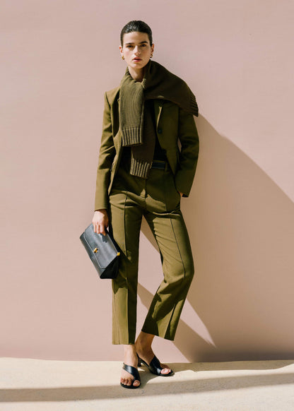 ME+EM Olive Green Slim Crop Pant