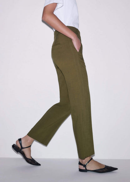 ME+EM Olive Green Slim Crop Pant