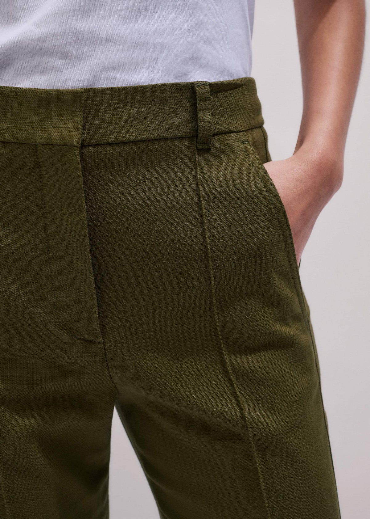 ME+EM Olive Green Slim Crop Pant