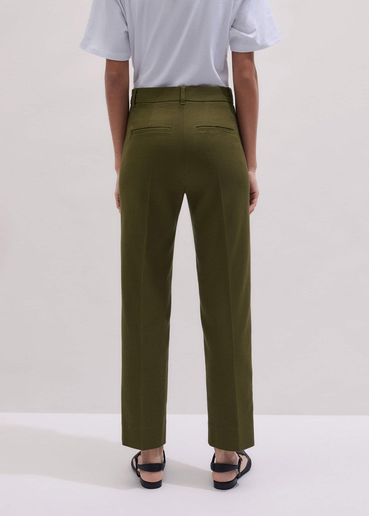 ME+EM Olive Green Slim Crop Pant
