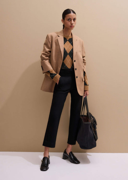 ME+EM Black Travel Tailoring Pull On Slim Crop Pant