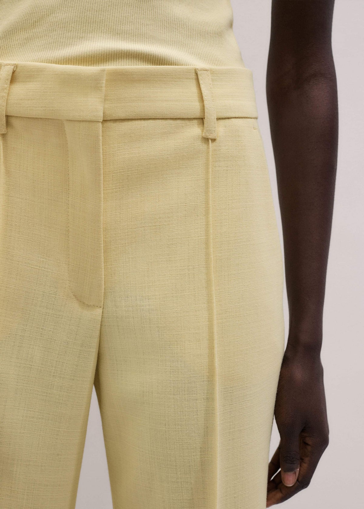 ME+EM Yellow Tailored Straight Crop Pant