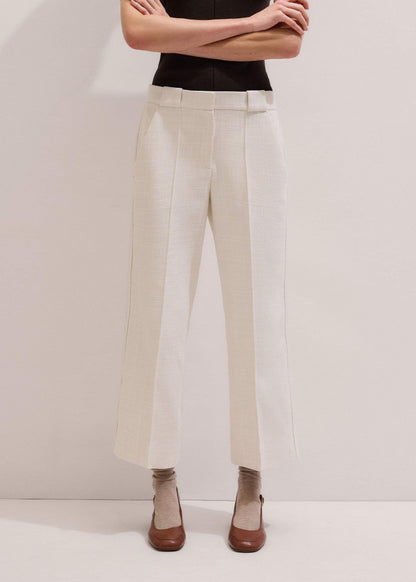 ME+EM Ivory Textured Straight Crop Pant