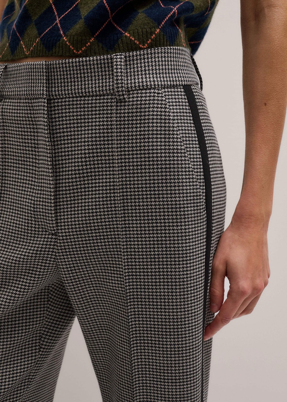 ME+EM Ivory Houndstooth Straight Crop Trouser