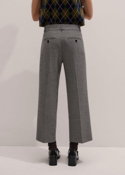 ME+EM Ivory Houndstooth Straight Crop Trouser