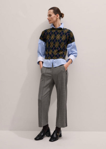 ME+EM Ivory Houndstooth Straight Crop Trouser