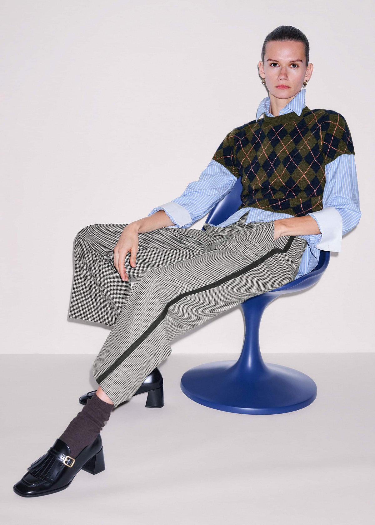 ME+EM Ivory Houndstooth Straight Crop Trouser