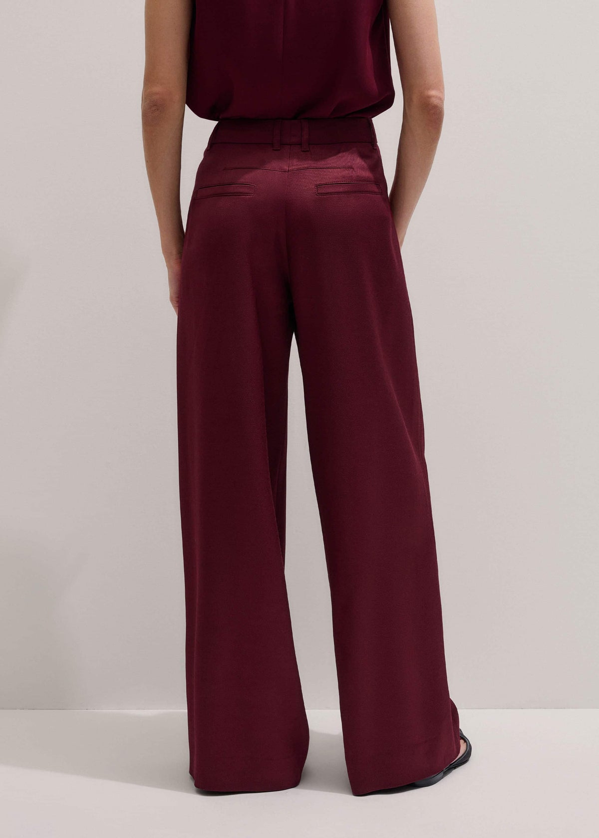 ME+EM Red Wool Event Ready Pleat Straight-Leg Pant