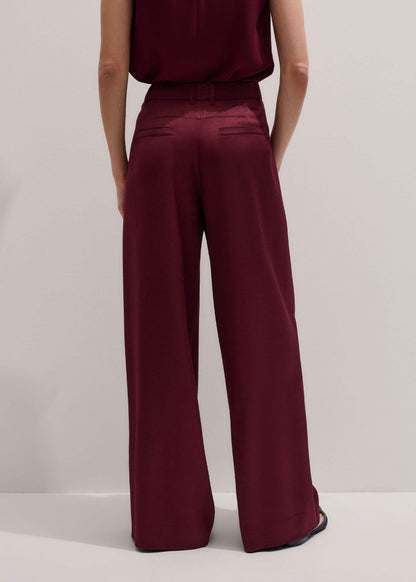 ME+EM Red Wool Event Ready Pleat Straight-Leg Pant