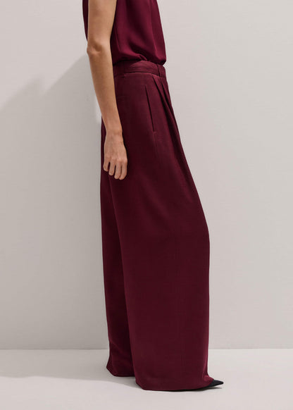 ME+EM Red Wool Event Ready Pleat Straight-Leg Pant