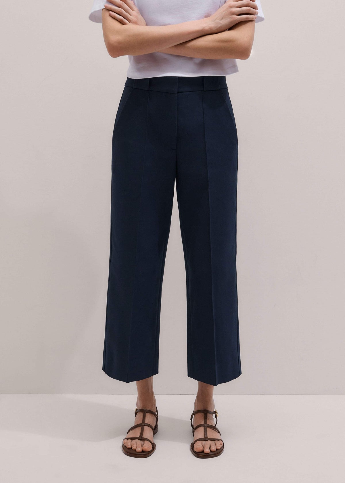 ME+EM Navy Straight Crop Pant