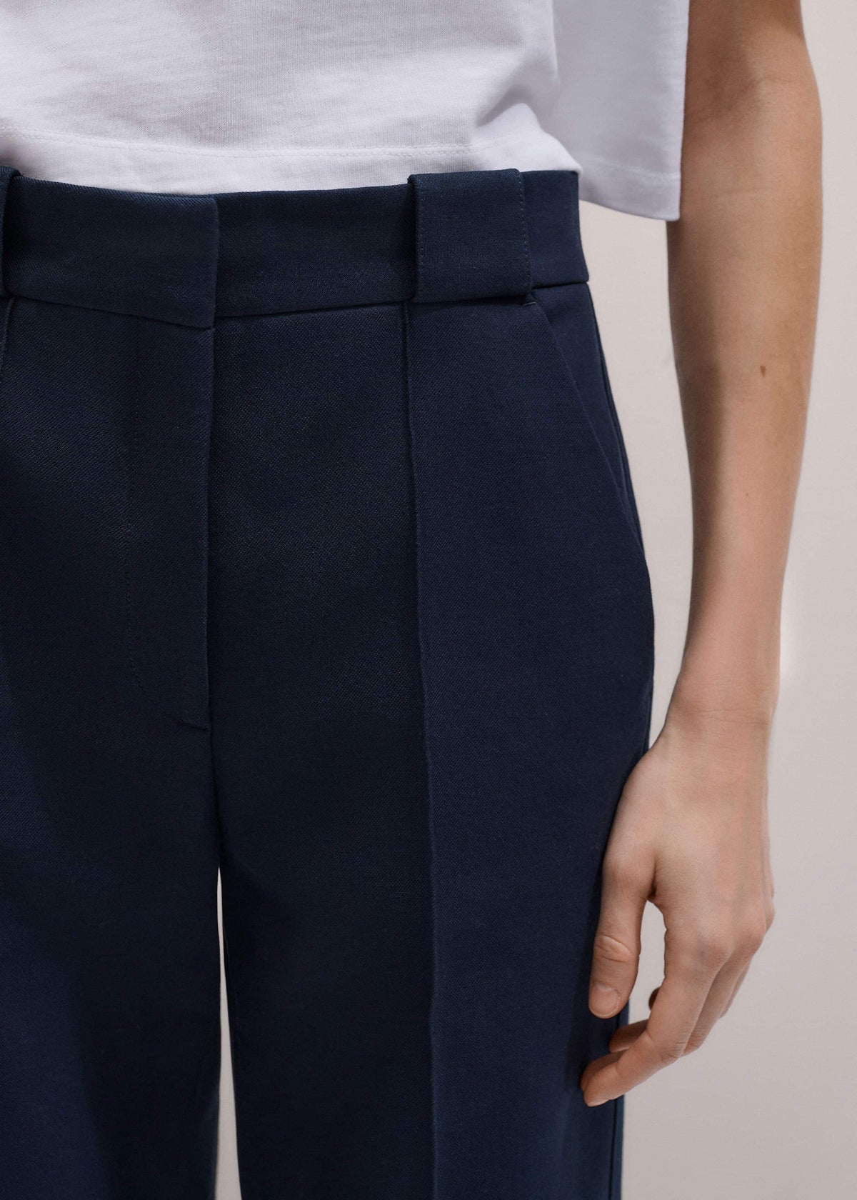 ME+EM Navy Straight Crop Pant