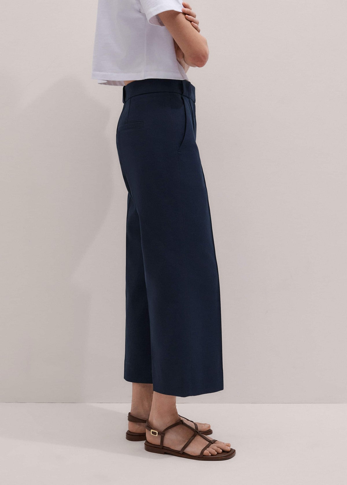 ME+EM Navy Straight Crop Pant