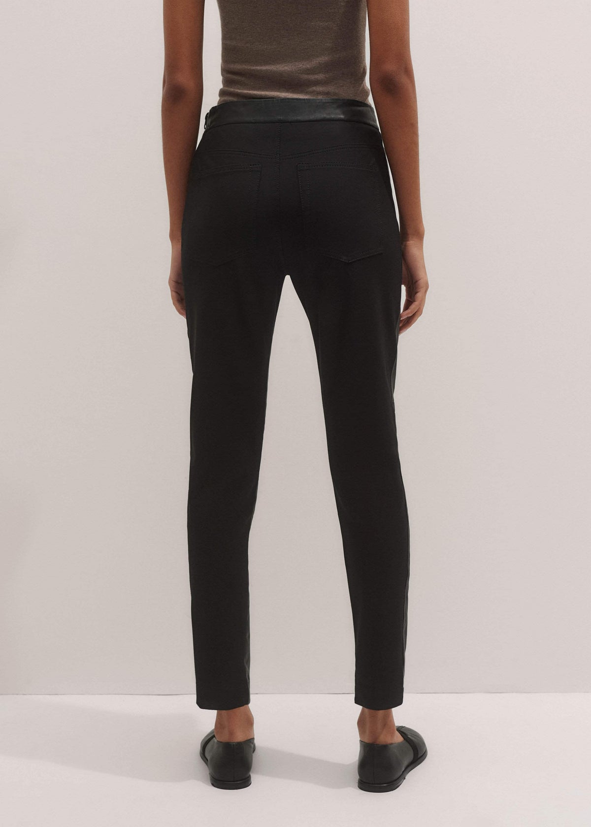 ME+EM Women’s Black High Stretch Leather Mix Legging