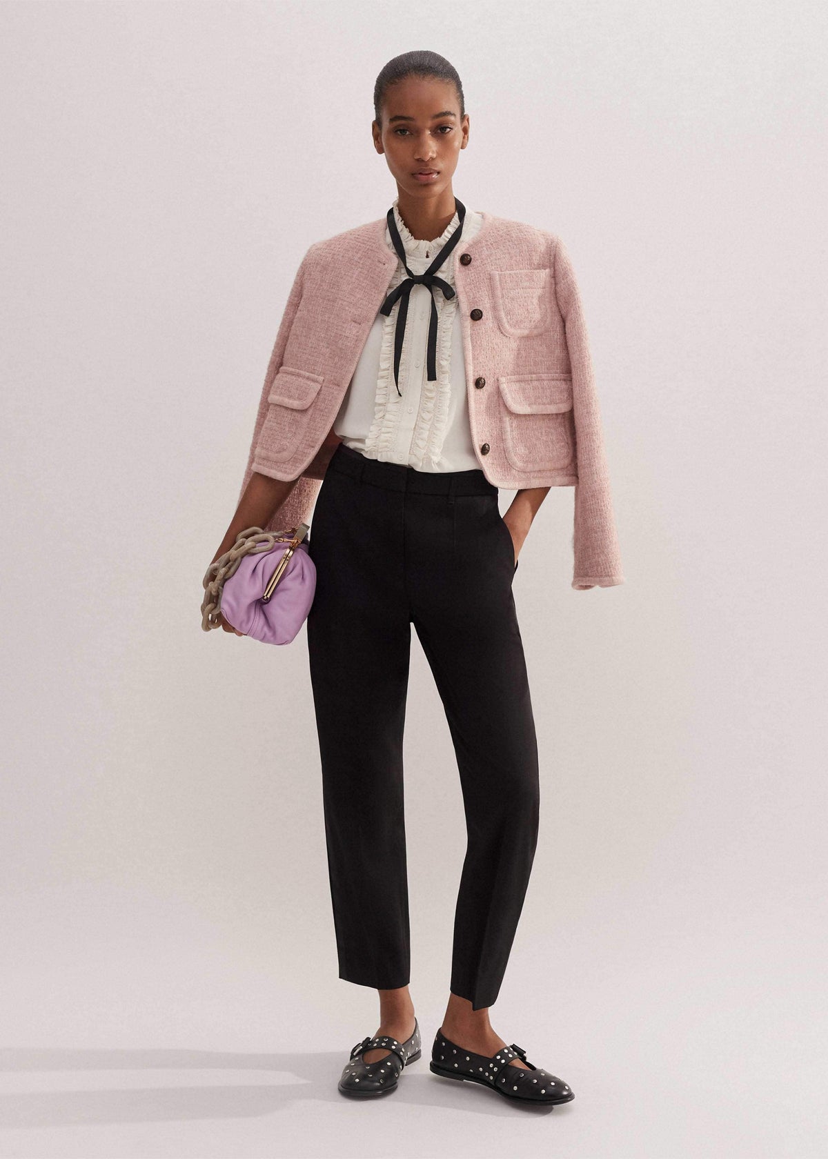ME+EM Black Slim Crop Forever Tux Pant | Woven Pants