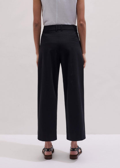 ME+EM Black Straight Crop Pleat Front Pant