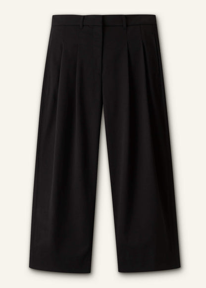 ME+EM Black Straight Crop Pleat Front Pant