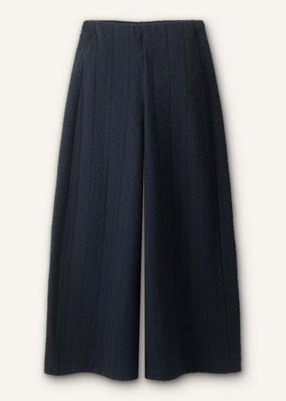 ME+EM Navy Curling Cross Jacquard Cropped Pant
