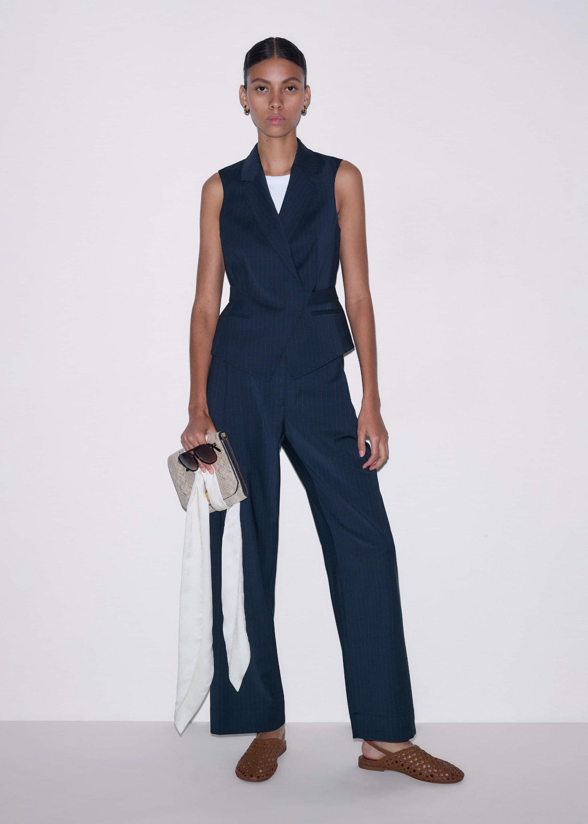 ME+EM Navy Pinstripe Clever Pant