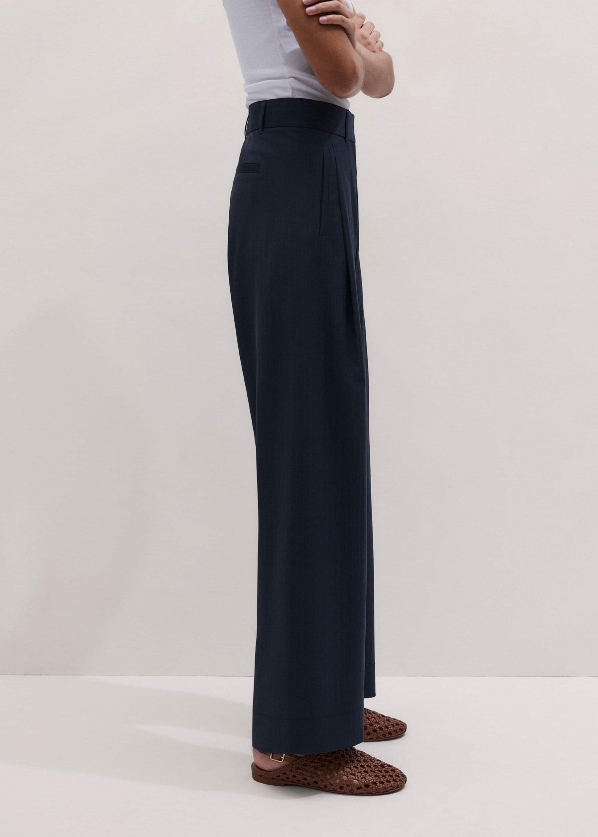 ME+EM Navy Pinstripe Clever Pant