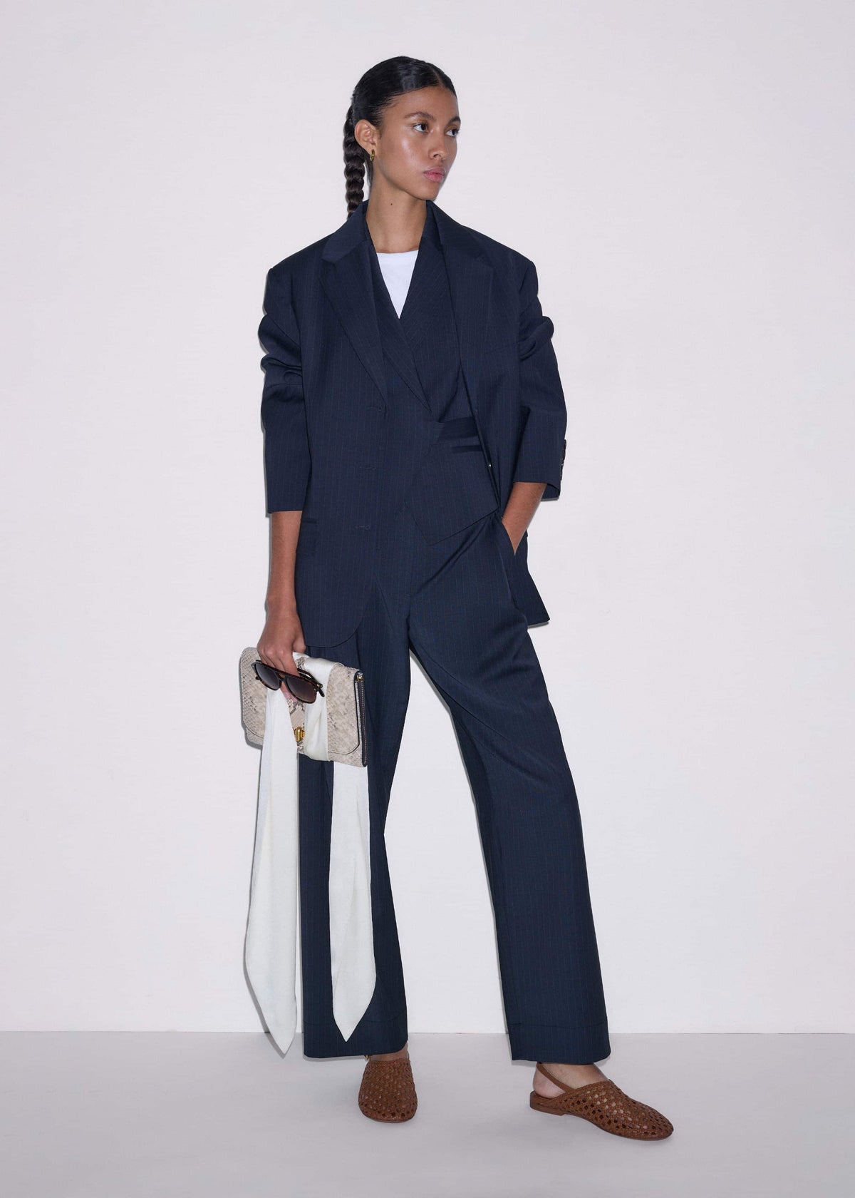 ME+EM Navy Pinstripe Clever Pant