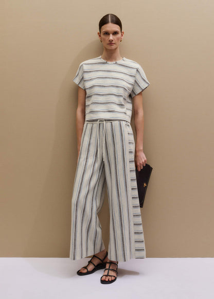 ME+EM Cream Stripe Crop Track Pant