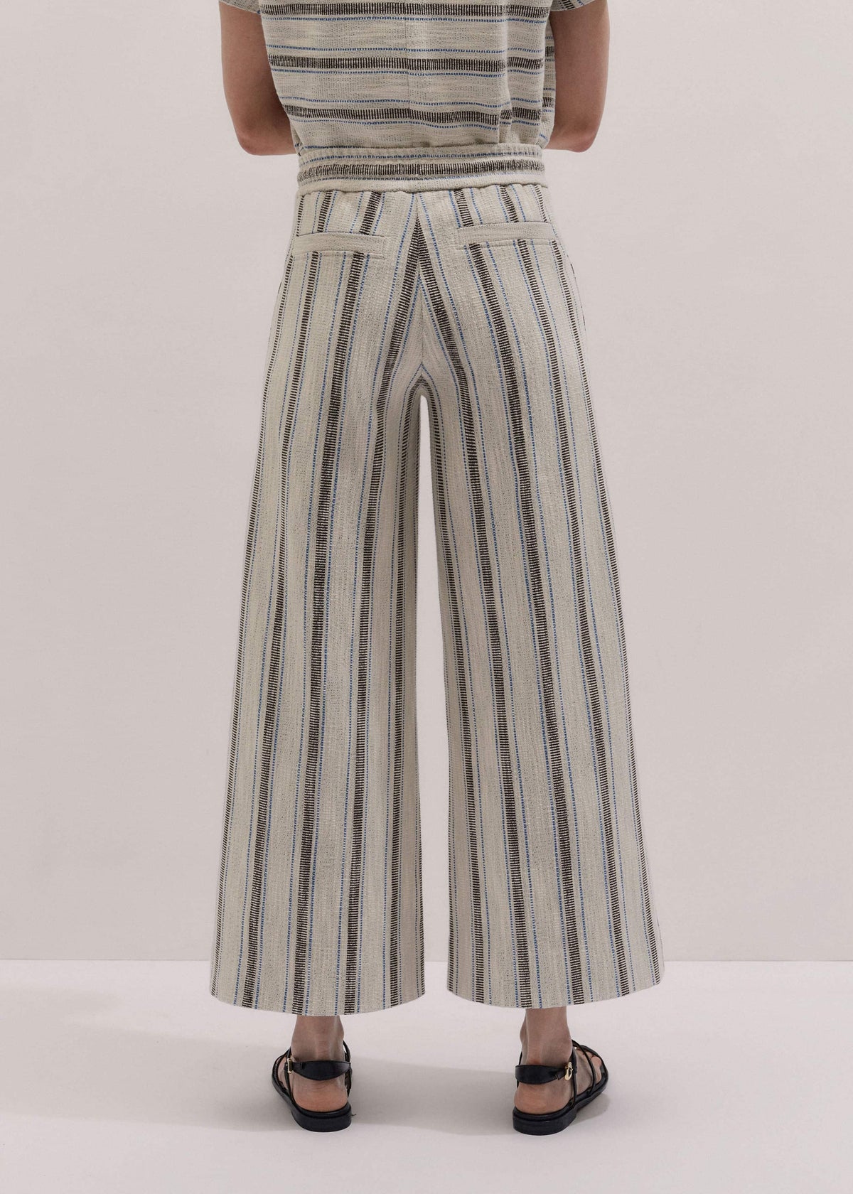 ME+EM Cream Stripe Crop Track Pant