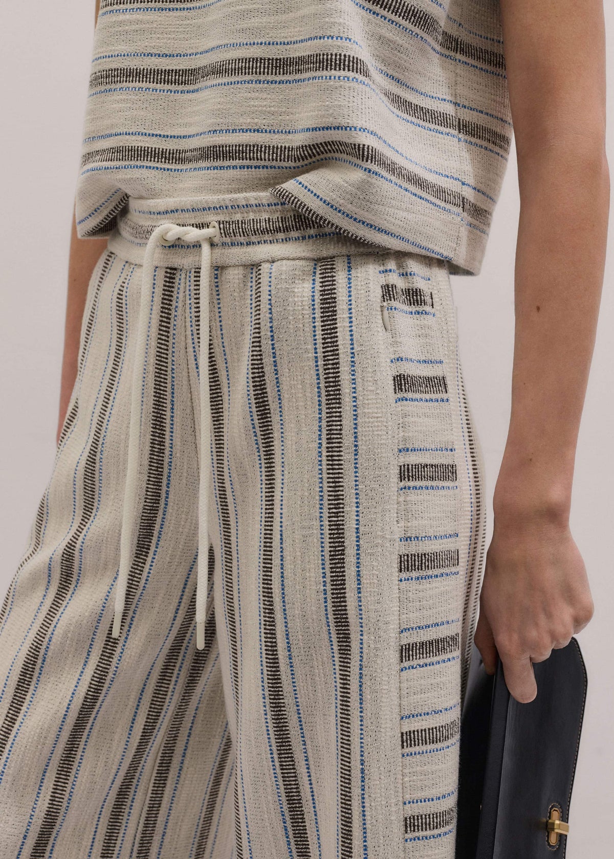 ME+EM Cream Stripe Crop Track Pant