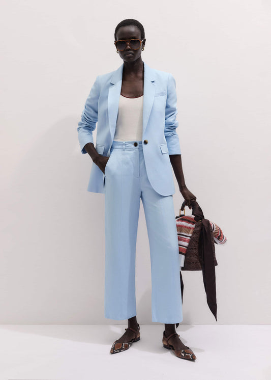 ME+EM Blue Straight Crop Pant