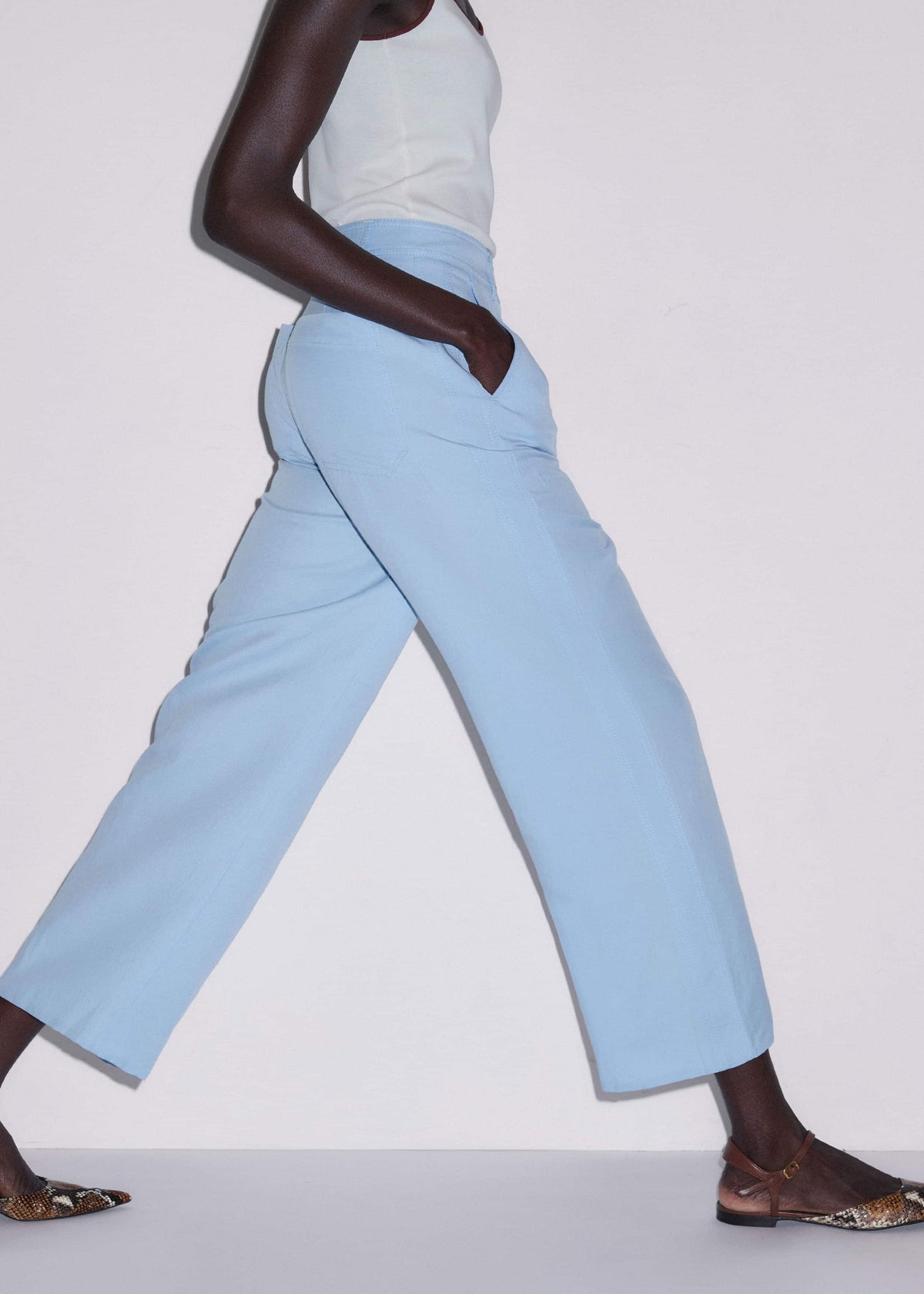 ME+EM Blue Straight Crop Pant
