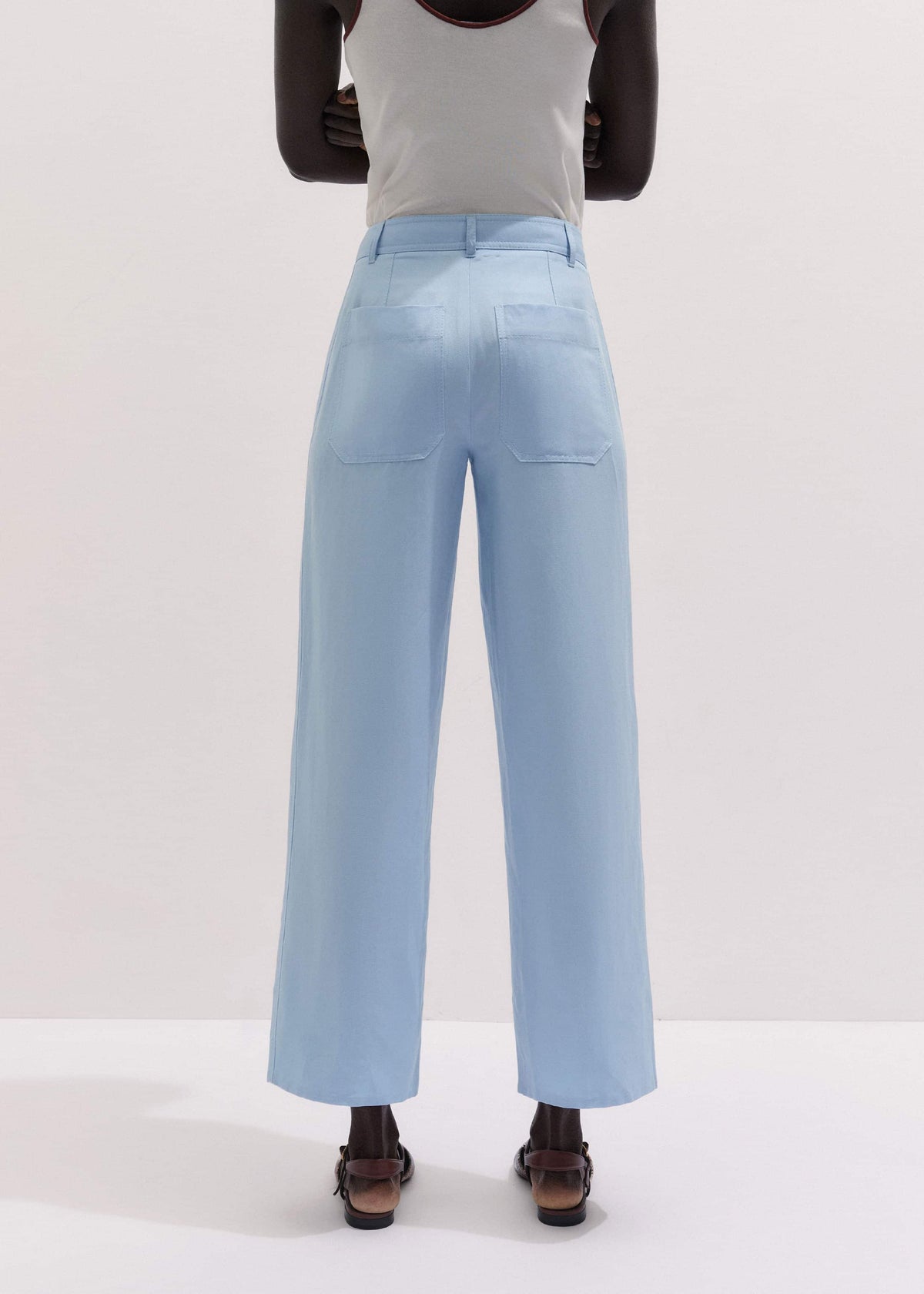 ME+EM Blue Straight Crop Pant