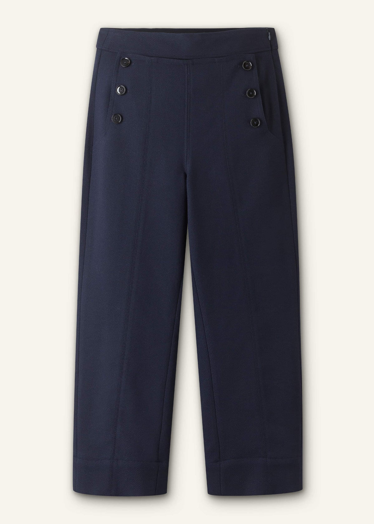 ME+EM Navy Button Front Straight Crop Pant