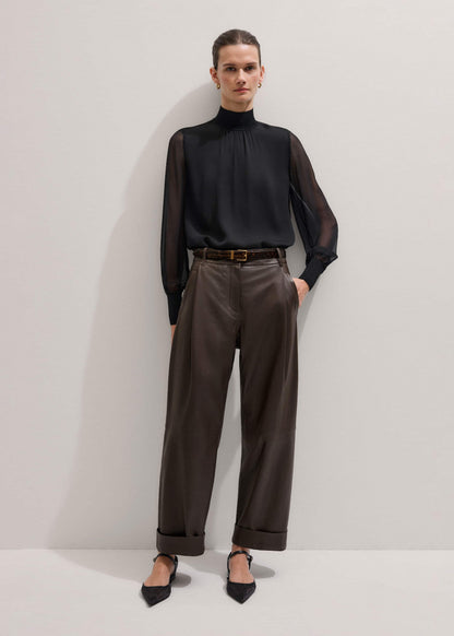 ME+EM Brown Leather Clever Tapered Pant