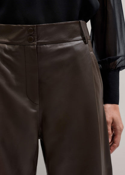 ME+EM Brown Leather Clever Tapered Pant