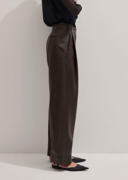 ME+EM Brown Leather Clever Tapered Pant